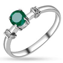 обзорное фото Серебряное кольцо "Юлия" с зелёным ониксом и фианитами 027240  Серебряные кольца со вставками
