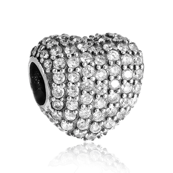 Серебряный подвес-шарм Сердце с фианитами 024811 детальное изображение ювелирного изделия Серебряные подвесы-шармы (бусины) Серебряный подвес-шарм Сердце с фианитами 024811 детальное изображение ювелирного изделия Серебряные подвесы-шармы (бусины)