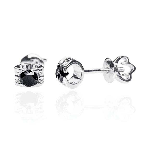 Серьги из белого золота с бриллиантами Е0598 детальное изображение ювелирного изделия Золотые серьги с черными бриллиантами