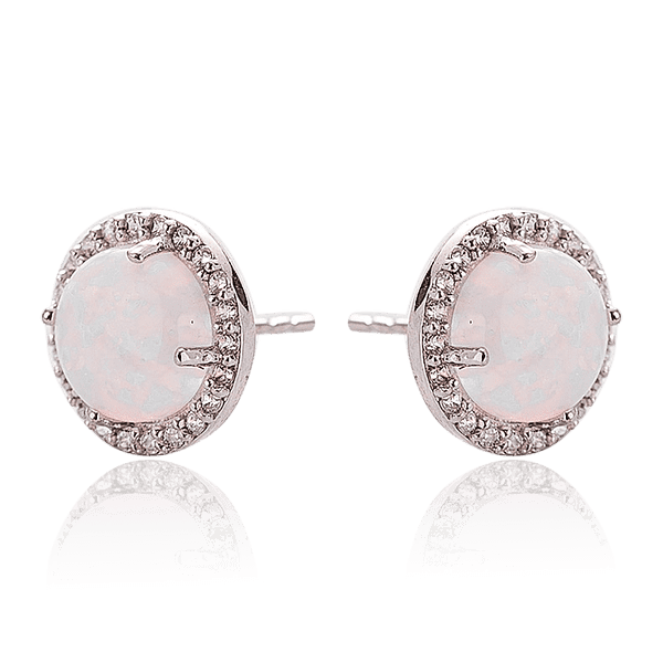 Круглые сережки гвоздики с опалом и фианитами 033059 детальное изображение ювелирного изделия Золотые серьги с опалом Круглые сережки гвоздики с опалом и фианитами 033059 детальное изображение ювелирного изделия Золотые серьги с опалом