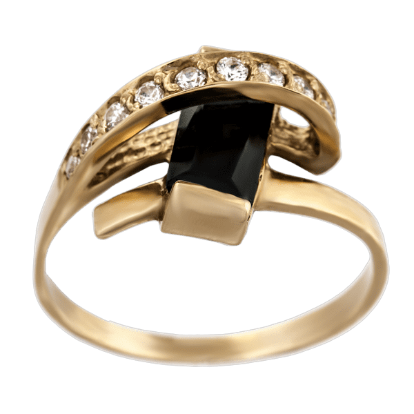 Золотое кольцо с черным фианитом 374511 детальное изображение ювелирного изделия Золотые кольца с фианитом Золотое кольцо с черным фианитом 374511 детальное изображение ювелирного изделия Золотые кольца с фианитом