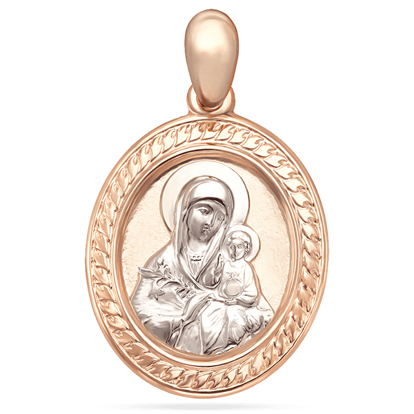 Ладанка в белом и красном золоте Икона Божьей Матери Неувядаемый цвет 039105 детальное изображение ювелирного изделия Золотые подвески без камней Ладанка в белом и красном золоте Икона Божьей Матери Неувядаемый цвет 039105 детальное изображение ювелирного изделия Золотые подвески без камней