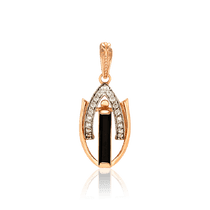 обзорное фото Элегантный золотой кулон с агатом и фианитами 035122 Золотые подвески обзорное фото Элегантный золотой кулон с агатом и фианитами 035122  Золотые подвески
