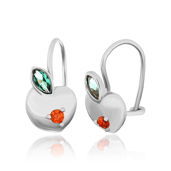 Серебряные серьги Яблочки с фианитами 036565 детальное изображение ювелирного изделия Серебряные серьги