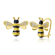 обзорное фото Серебряные серьги с французской застежкой Пчелки 031146 Серьги с позолотой обзорное фото Серебряные серьги с французской застежкой Пчелки 031146  Серьги с позолотой