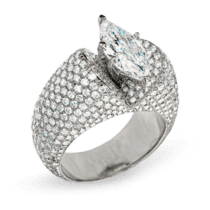 обзорное фото Кольцо из белого золота с бриллиантами R050  Золотые кольца с бриллиантами