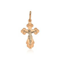 обзорное фото Золотой крестик с Распятием 028773 Детский золотой крестик обзорное фото Золотой крестик с Распятием 028773  Детский золотой крестик