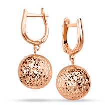 обзорное фото Золотые серьги с подвесным шариком 040259  Золотые серьги без вставок