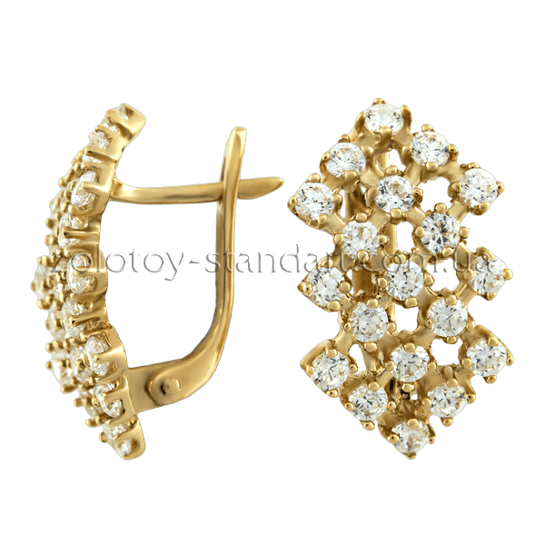 Золотые серьги с цирконием 580838 детальное изображение ювелирного изделия Золотые серьги с фианитом Золотые серьги с цирконием 580838 детальное изображение ювелирного изделия Золотые серьги с фианитом