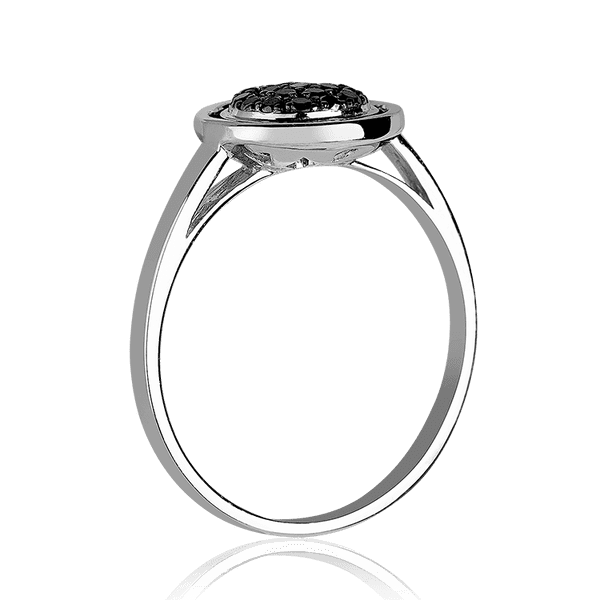 золотое кольцо с черными бриллиантами в белом золоте