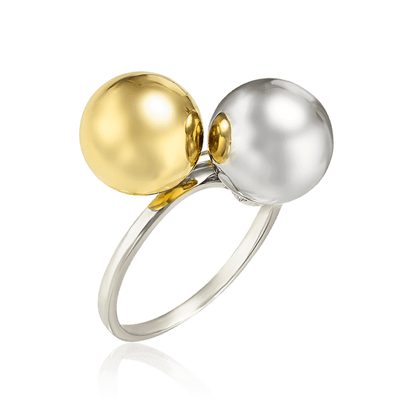 Кольцо из белого и желтого золота две Сферы 031652 детальное изображение ювелирного изделия Золотые кольца Кольцо из белого и желтого золота две Сферы 031652 детальное изображение ювелирного изделия Золотые кольца