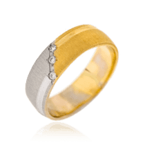 обзорное фото Комбинированное обручальное кольцо с тремя бриллиантами 036723  Золотые кольца