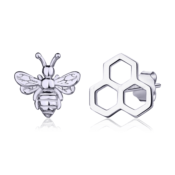 Серебряные серьги ассиметрия Пчела и Соты 031163 детальное изображение ювелирного изделия Серебряные серьги без вставок Серебряные серьги ассиметрия Пчела и Соты 031163 детальное изображение ювелирного изделия Серебряные серьги без вставок