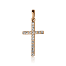 обзорное фото Золотой крестик с фианитом 1,114,0421  Декоративные золотые крестики