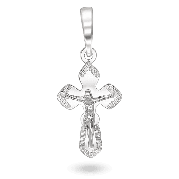Детский православный крестик с распятием Иисуса Христа в белом золоте 039863 детальное изображение ювелирного изделия Золотые крестики православные Детский православный крестик с распятием Иисуса Христа в белом золоте 039863 детальное изображение ювелирного изделия Золотые крестики православные