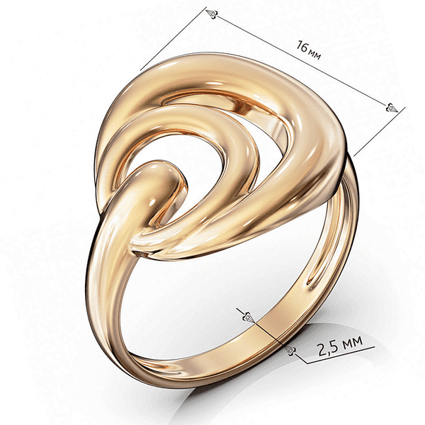 Абстрактное необычное золотое кольцо с плавными изогнутыми линиями, которые переплетаются Абстрактное необычное золотое кольцо с плавными изогнутыми линиями, которые переплетаются