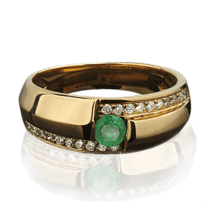 обзорное фото Кольцо из золота с изумрудом и бриллиантами 1064/2  Золотые кольца с изумрудом