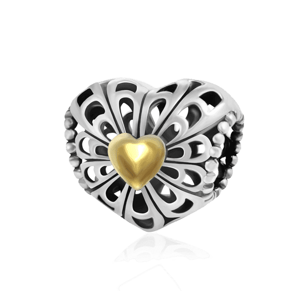 Срібний кулон-шарм в стилі Пандора у вигляді серця