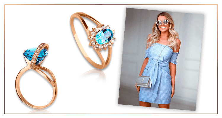 Кольца с голубыми камнями купить в Киеве