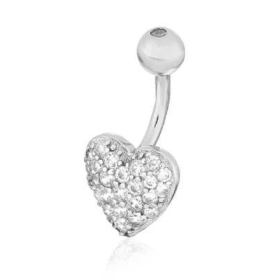 Серебряная сережка для пирсинга сердце фото