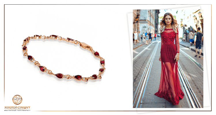 Браслет с красными камнями фото