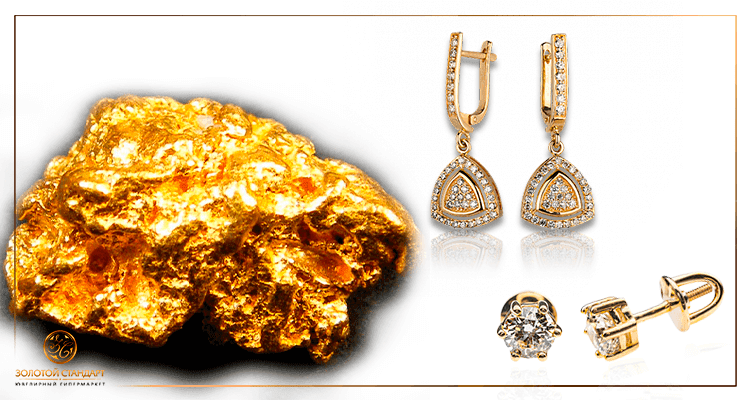 Серьги из желтого золота фото