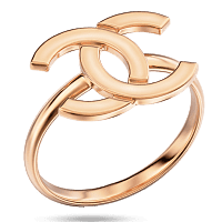 Женское кольцо с логотипом без вставок в красном золоте 585 пробы 039835