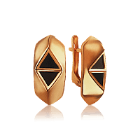 Золотые серьги с агатом 030036