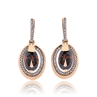 Сережки подвески с раухтопазом в красном золоте 034583