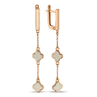 Золотые серьги с эмалью Клевер 038610