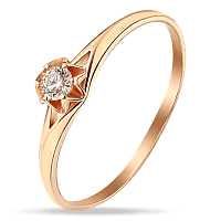 Красивое золотое кольцо Цветок с бриллиантом 035207