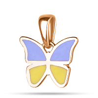 Золотой подвес бабочка жёлто-голубая 038262