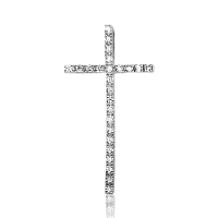 Хрест в білому золоті з діамантами 026091