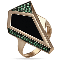 Золотое кольцо с агатом и нанокристаллами 030069