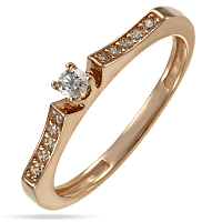Женское кольцо из золота 585 пробы с россыпью фианитов 033443