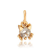 Детский кулон золотой в форме котика с фианитом 033933