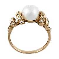Золотое кольцо с жемчугом 312222