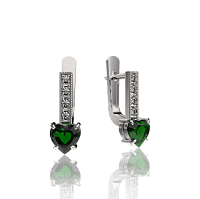 Золотые серьги с бриллиантами и изумрудом 030326