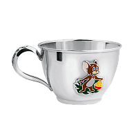 Серебряная чашка для ребенка Мышонок Джери с эмалью 031858
