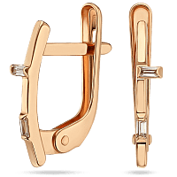 Минималистические золотые серьги с фианитами 035919