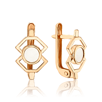 Золотые серьги в минималистическом дизайне с перламутром 035289