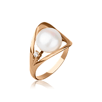 Золотое кольцо с жемчугом 398202