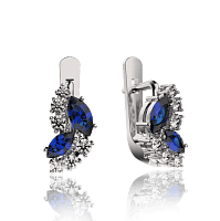 Серьги из белого золота с бриллиантами и сапфирами 030322