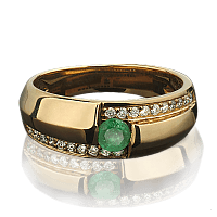 Кольцо из золота с изумрудом и бриллиантами 1064/2