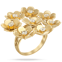 Кольцо в желтом золоте с фианитами Букет Цветов 039143
