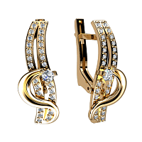 Золотые серьги с бриллиантом и цирконием 420970