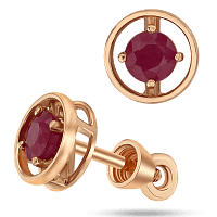 Серьги пусеты с рубином 036937