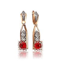 Элегантные женские золотые серьги с горным хрусталем и фианитами 035529