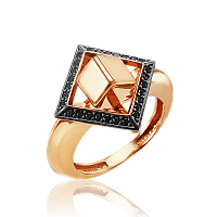 Золотое кольцо с нанокристаллами Кубик 030100