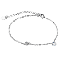 Серебряный браслет с двумя белыми фианитами Нежная 925 пробы 039679